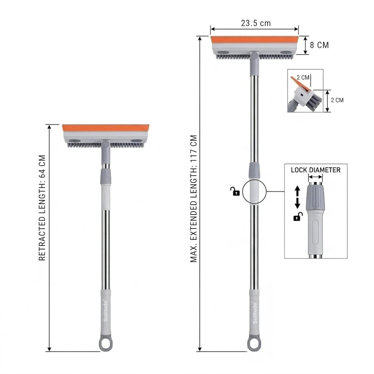 Orange 3 In 1 Toilet Bathroom Cleaning Brush