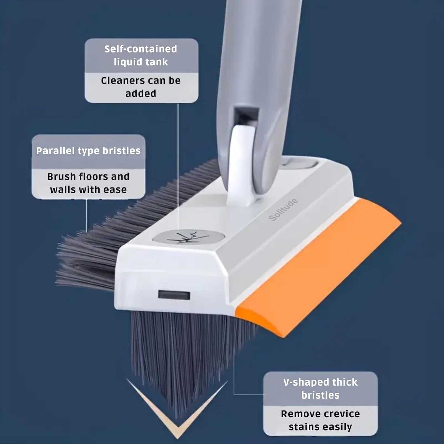 Orange 3 In 1 Toilet Bathroom Cleaning Brush