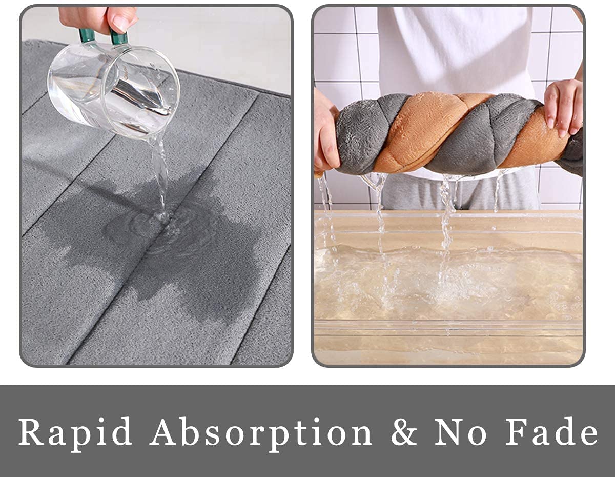 Grey Memory Foam Bath Mat Large Door Mat