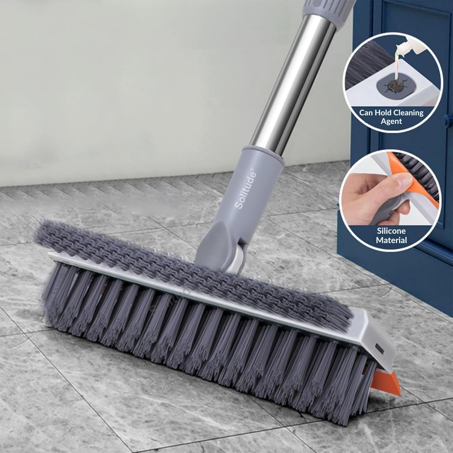 Orange 3 In 1 Toilet Bathroom Cleaning Brush
