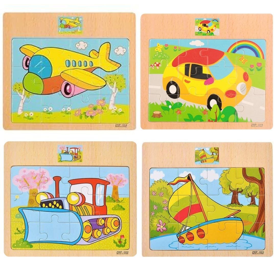 Wooden Kids Wooden Shapes & Vehicles Puzzle