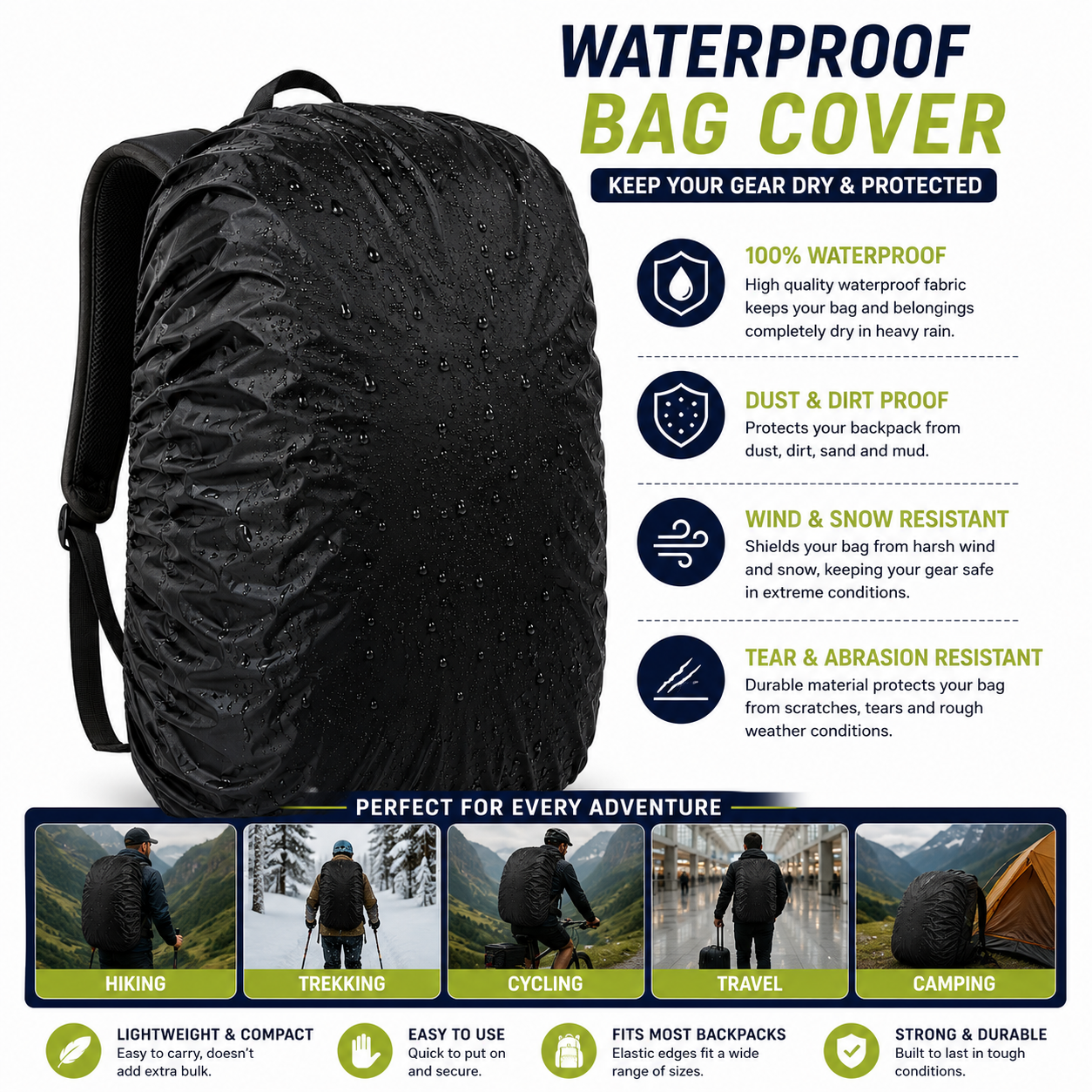 Pack of 1 | Waterproof Bag Rain Cover