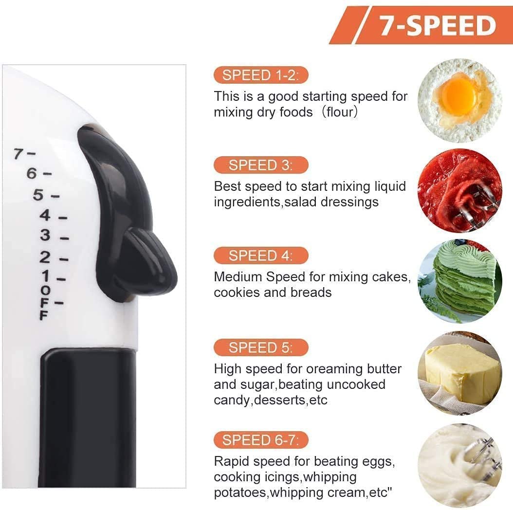 White 7-Speed Electric Hand Mixer And Blender