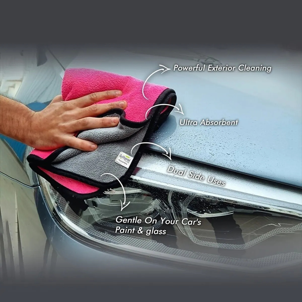 Multicolor Car Accessices Cleaning Microfiber Towel For Car Cleaning And Detailing - Dual Sided, Extra Thick Plush Microfiber Cloth - 40Cm X 40Cm (Pack Of 3)